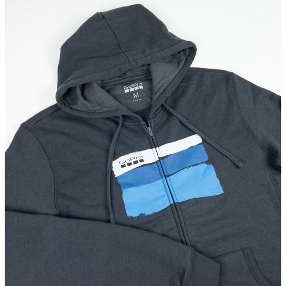 GoPro Zip Hoodie Sweatshirt Men's Medium Logo Camera Gray Fleece Jacket - Picture 1 of 12